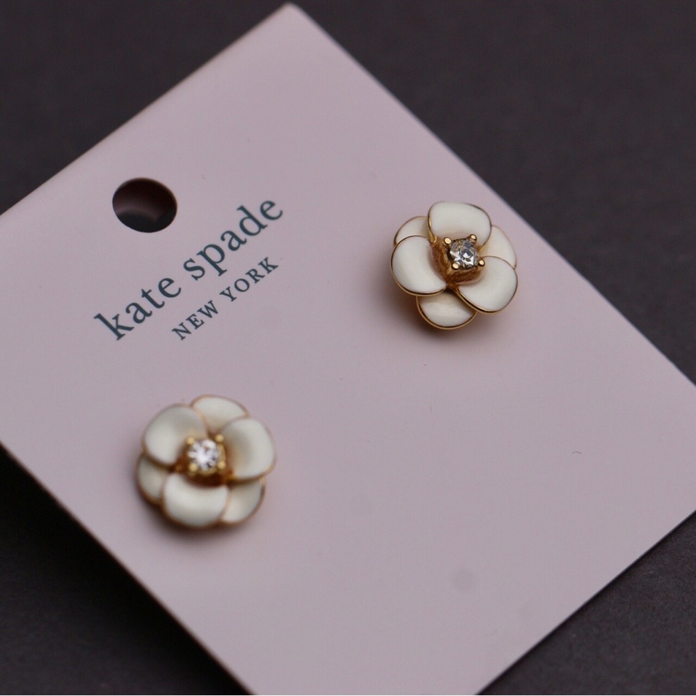 Kate Spade white Enamel flower earrings